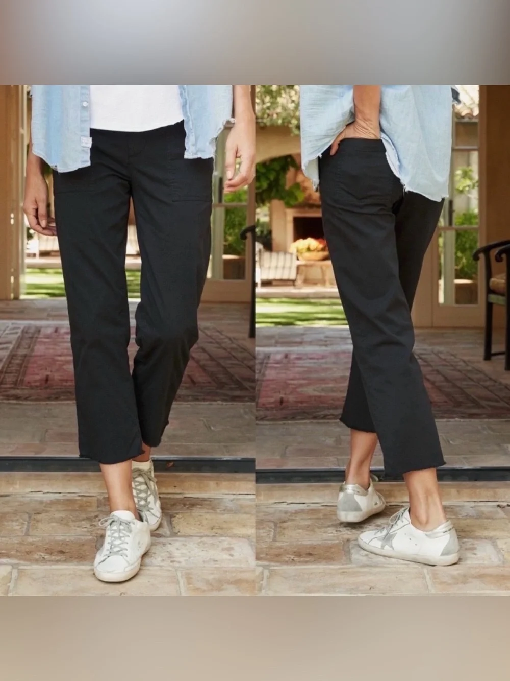 FRANK & EILEEN Blackstone Crop Utility Pants in Washed Black Classic Size 0
